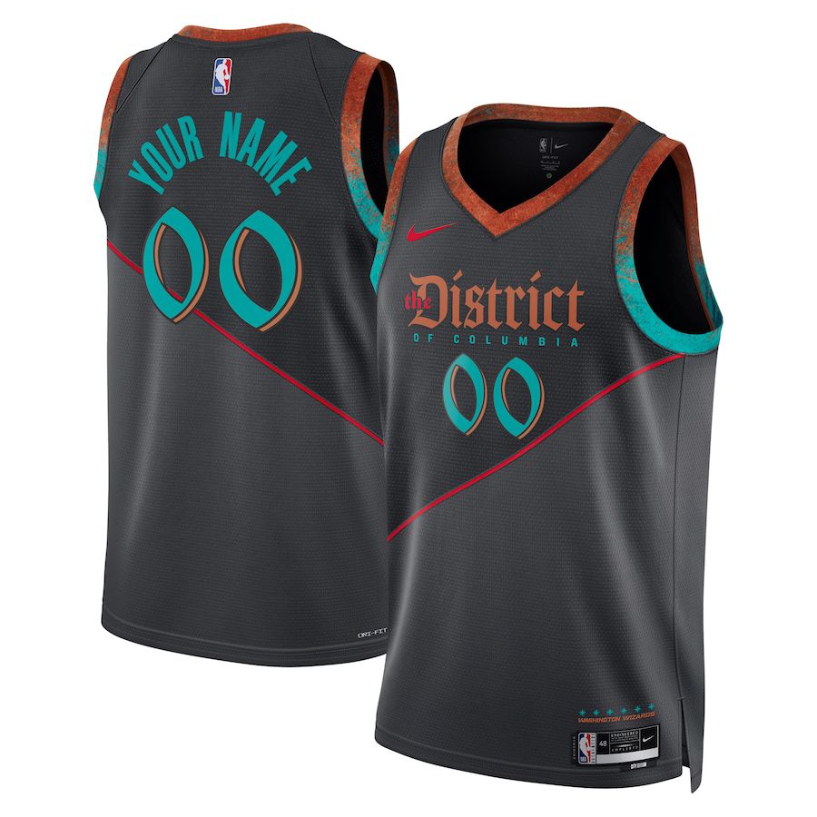 Men Washington Wizards Nike Black City Edition 2023-24 Custom Swingman NBA Jersey-0